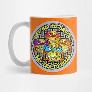 TMNT Ninja Turtle Pizza faces Mug